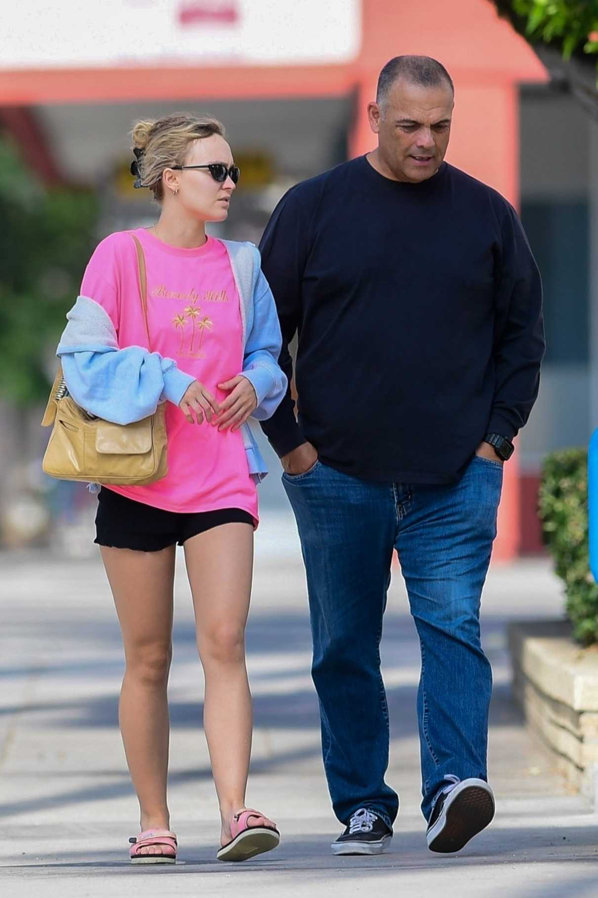 Lily-Rose Depp in a Pink Shirt