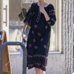 Mandy Moore in a Black Floral Dress Leaves a Skin Therapy Session in Los Angeles 07/07/2022