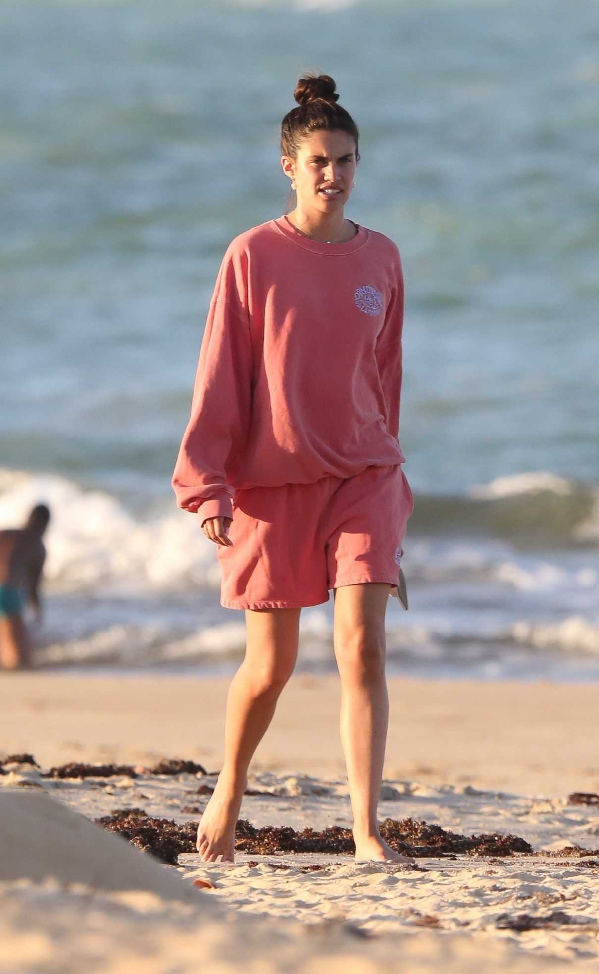Sara Sampaio in a Pink Sweatshirt