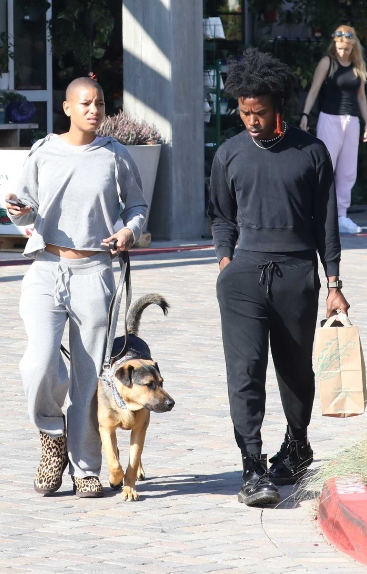 Willow Smith in a Grey Sweatsuit Picks Up Groceries with Her Boyfriend