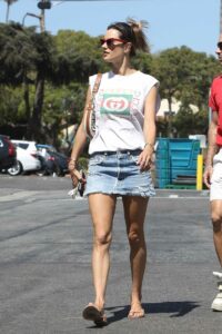 Alessandra Ambrosio in a Denim Mini Skirt