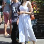 Angelina Jolie in a White Dress Goes Shopping for Plants with Her Son Knox in Los Angeles 08/27/2022