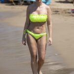 Chanelle Hayes in a Neon Green Bikini on the Beach in Greece 08/12/2022