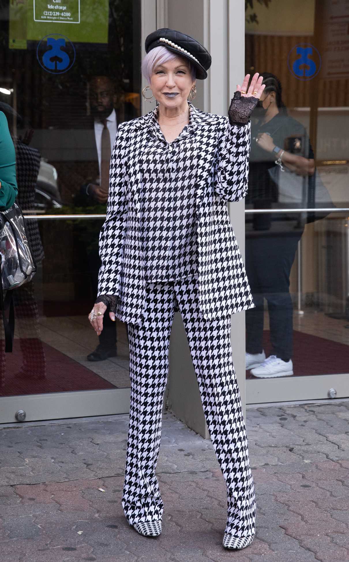 Cyndi Lauper in a Houndstooth Pantsuit