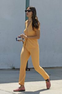 Eiza Gonzalez in a Yellow Pantsuit
