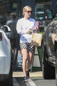 Emma Roberts in a Chess Print Shorts