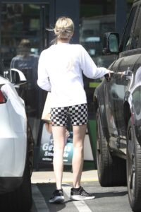 Emma Roberts in a Chess Print Shorts