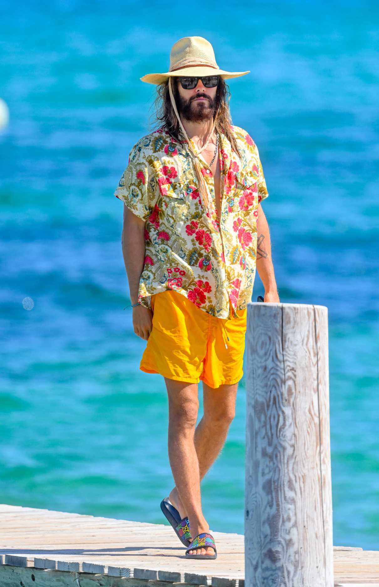 Jared Leto in a Yellow Shorts