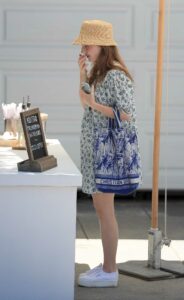 Kaitlyn Dever in a Blue Floral Dress
