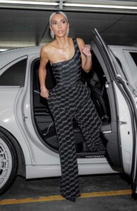 Kim Kardashian in a Black Balenciaga Jumpsuit