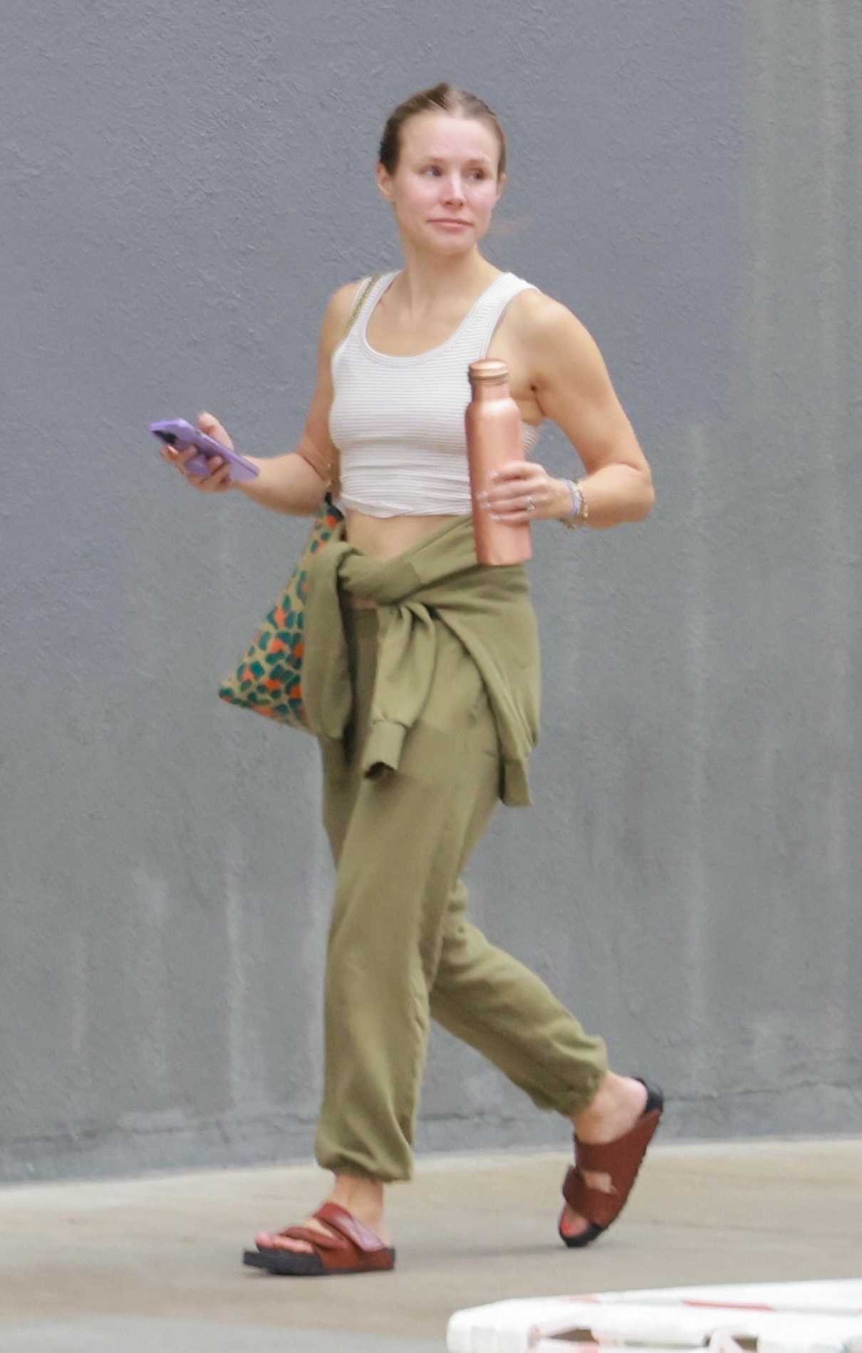 Kristen Bell in an Olive Sweatsuit
