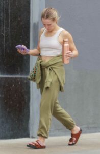 Kristen Bell in an Olive Sweatsuit