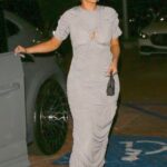 Kylie Jenner in a Grey Dress Arrives at Lucky’s with Travis Scott in Malibu 08/15/2022