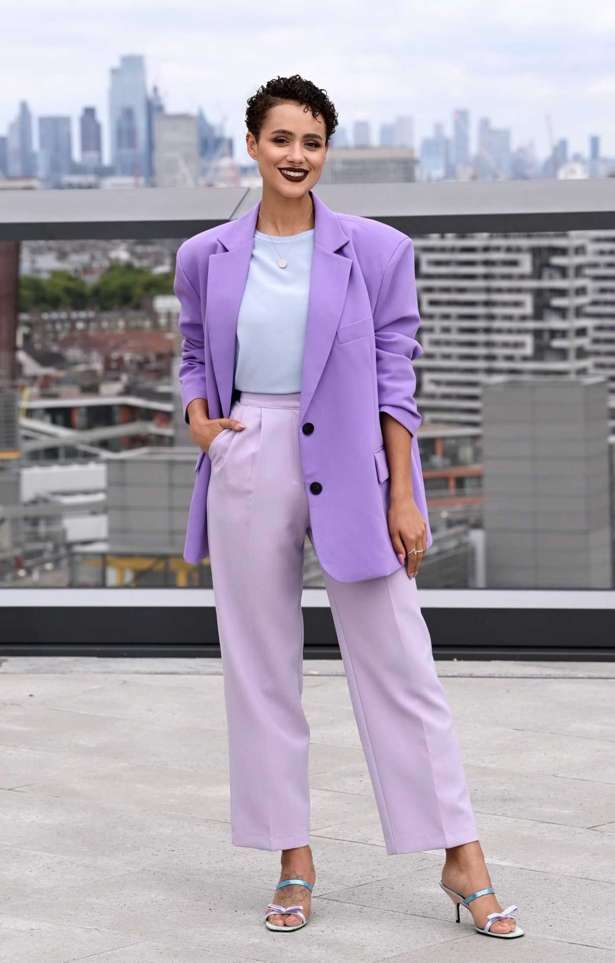 Nathalie Emmanuel in a Purple Blazer