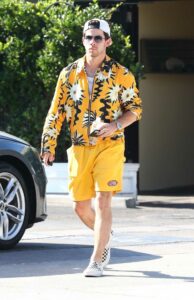 Nick Jonas in a Yellow Shorts