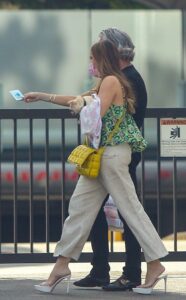 Sofia Vergara in a Pink Protective Mask