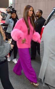 Chanel Iman in a Pink Sweater