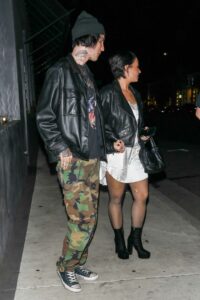 Demi Lovato in a Black Leather Jacket