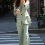 Emily Ratajkowski in an Olive Pantsuit Was Seen Out in New York City 09/15/2022
