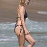 Heather Graham in a Black  Bikini on the Beach in LA 09/04/2022