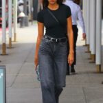 Irina Shayk in a Black Tee Was Seen Out in New York 09/20/2022
