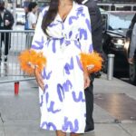 Jameela Jamil in a White Trench Coat Was Seen Out in New York City 09/13/2022