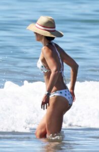 Jordana Brewster in a Polka Dot White Bikini