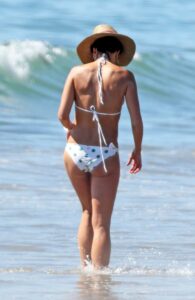 Jordana Brewster in a Polka Dot White Bikini