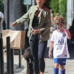 Jordana Brewster in an Olive Jacket Was Seen Out with Her Son in Santa Monica 09/21/2022