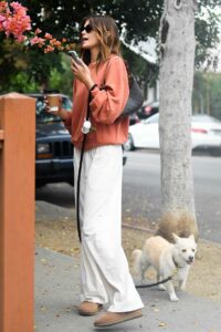 Kaia Gerber in an Orange Sweatshirt