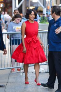 Kat Graham in a Red Dress