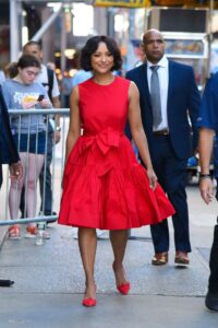 Kat Graham in a Red Dress