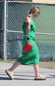 Kristen Bell in a Vibrant Green Dress