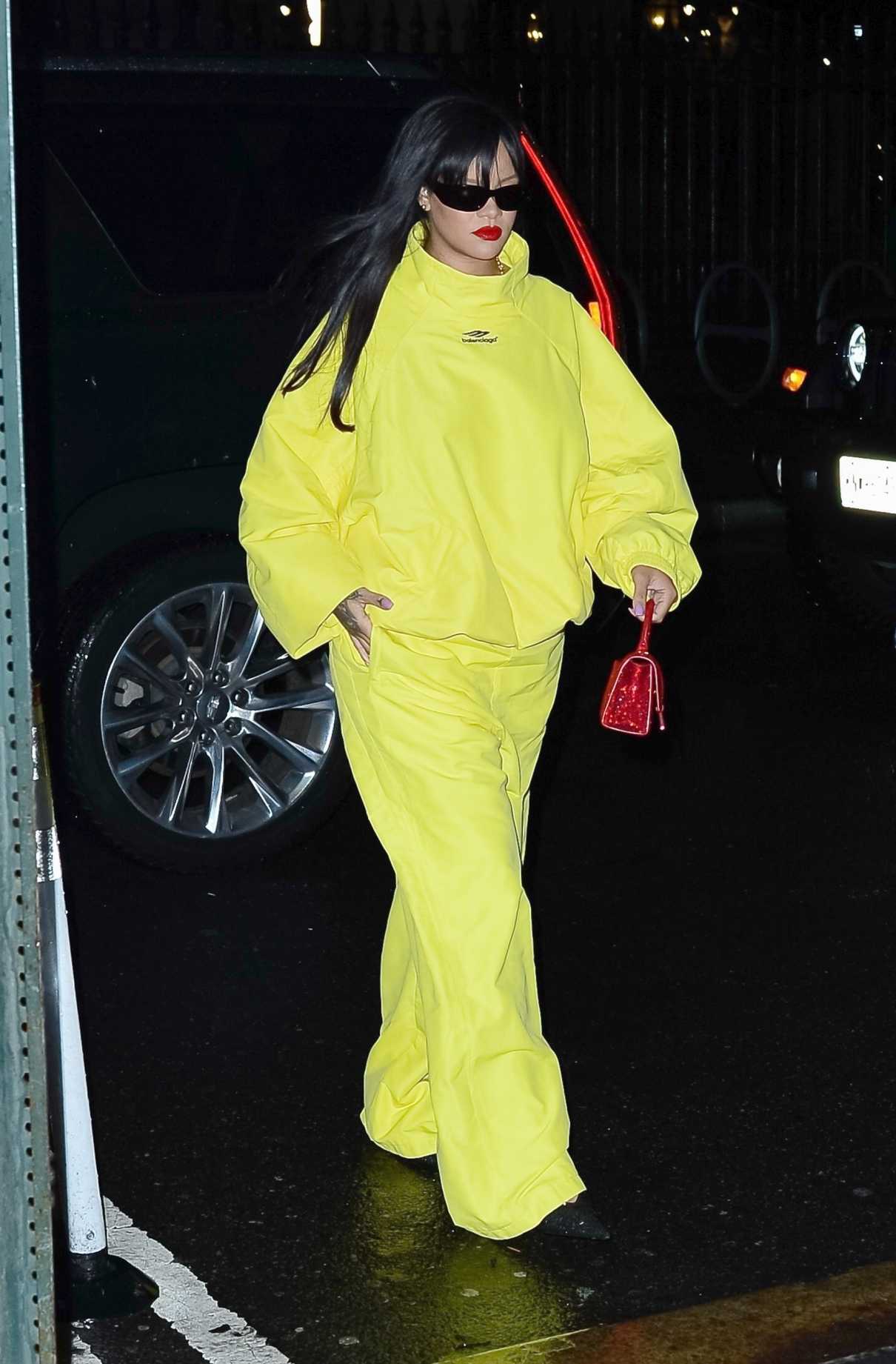 Rihanna in a Neon Yellow Ensemble