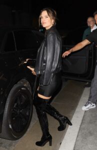 Alessandra Ambrosio in a Black Leather Jacket