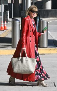 Anna Wintour in a Red Leather Coat