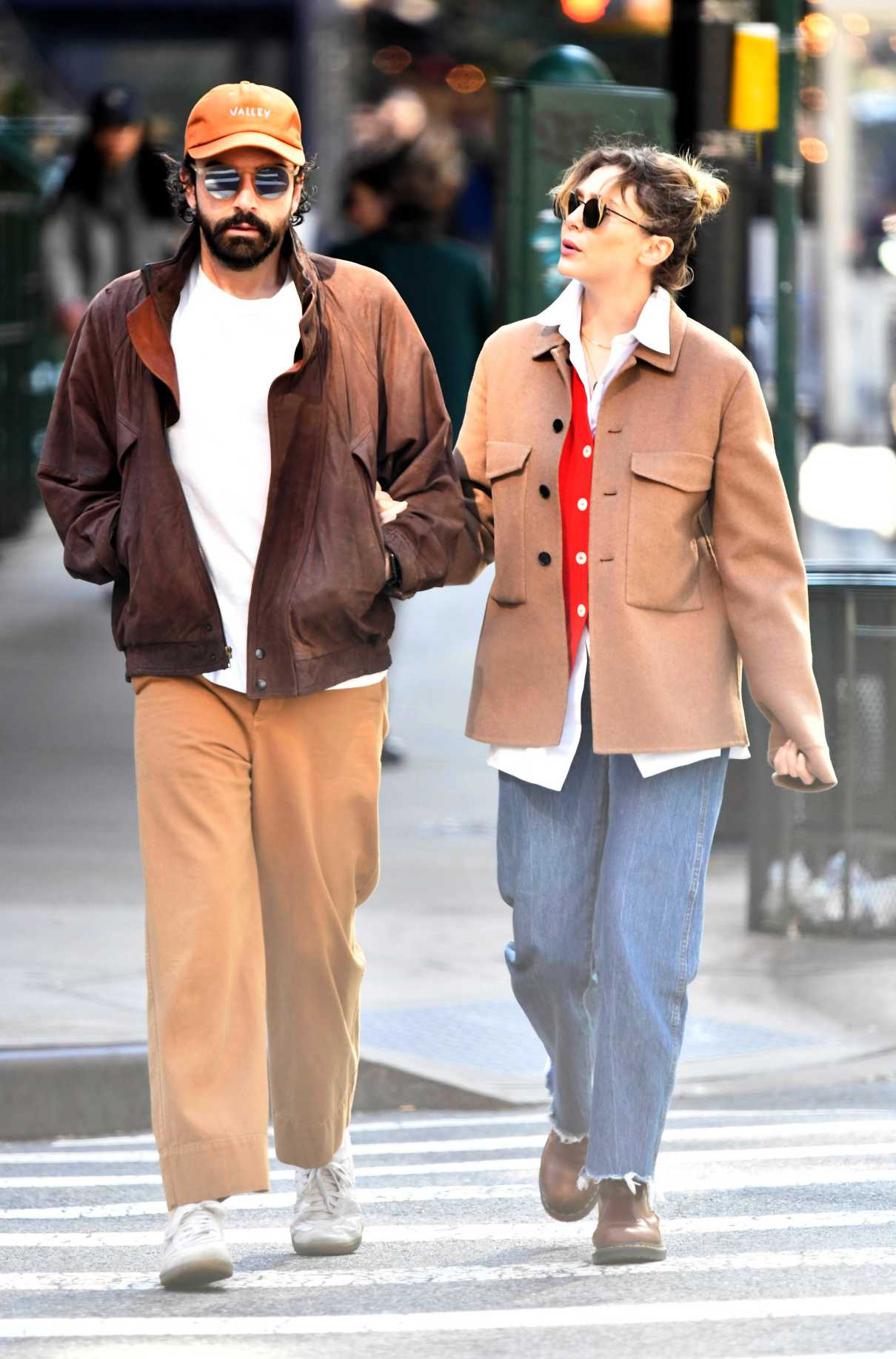 Elizabeth Olsen in a Tan Jacket