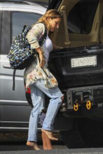 Elsa Pataky in a Blue Ripped Jeans