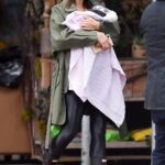 Hilaria Baldwin in a Black Rubber Boots Was Seen Out with Her Newborn in New York 10/05/2022