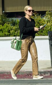 Hilary Duff in a Snakeskin Print Tan Pants