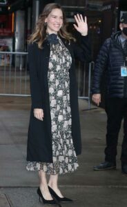 Hilary Swank in a Black Coat