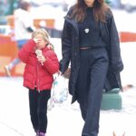 Irina Shayk in a Black Outfit Enjoying a Walk with Her Daughter Lea in New York City 10/24/2022