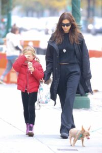 Irina Shayk in a Black Outfit