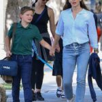 Jennifer Garner in a Blue Jeans Was Seen Out with Her Son Samuel in Santa Monica 10/19/2022