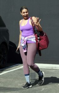 Jordin Sparks in a Purple Tank Top