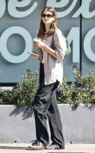 Kaia Gerber in a Black Pants