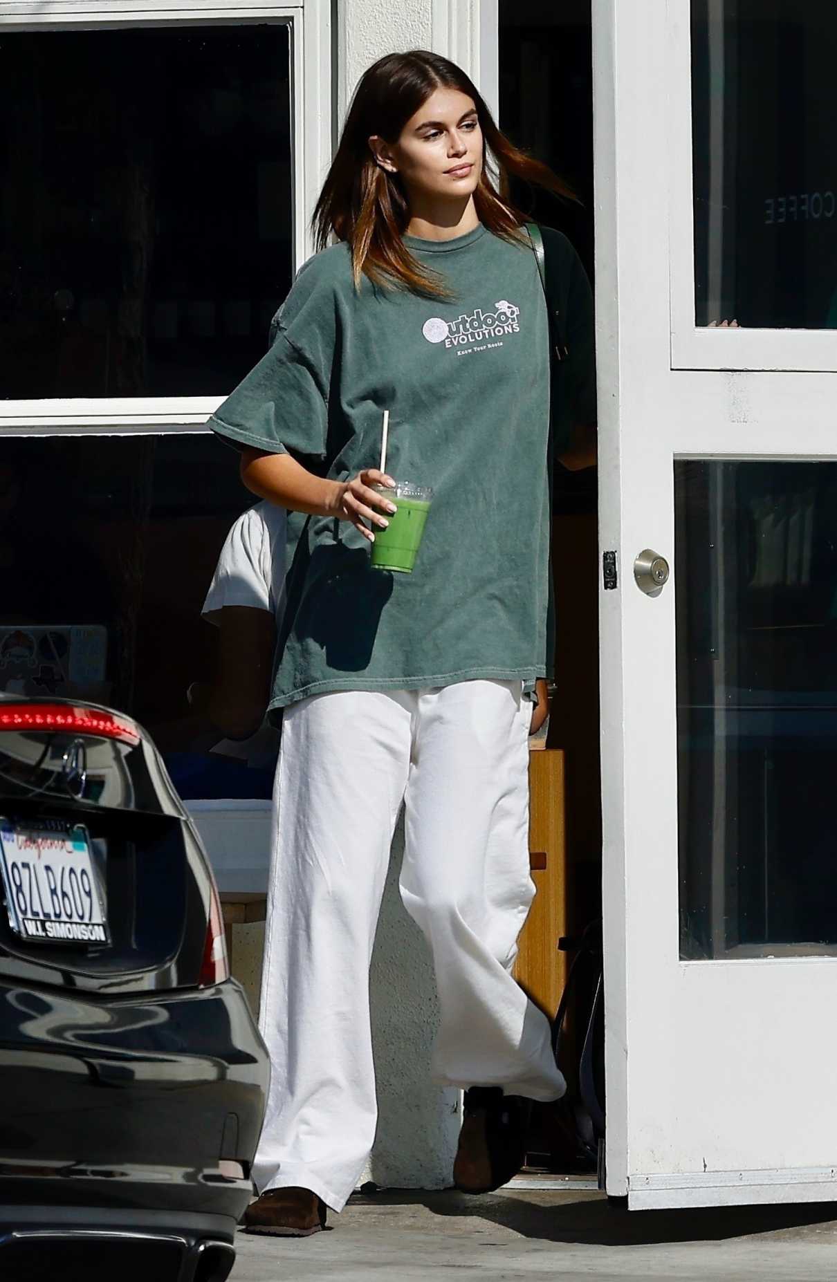 Kaia Gerber in an Olive Tee