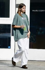 Kaia Gerber in an Olive Tee