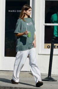 Kaia Gerber in an Olive Tee