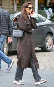 Katie Holmes in a Brown Coat